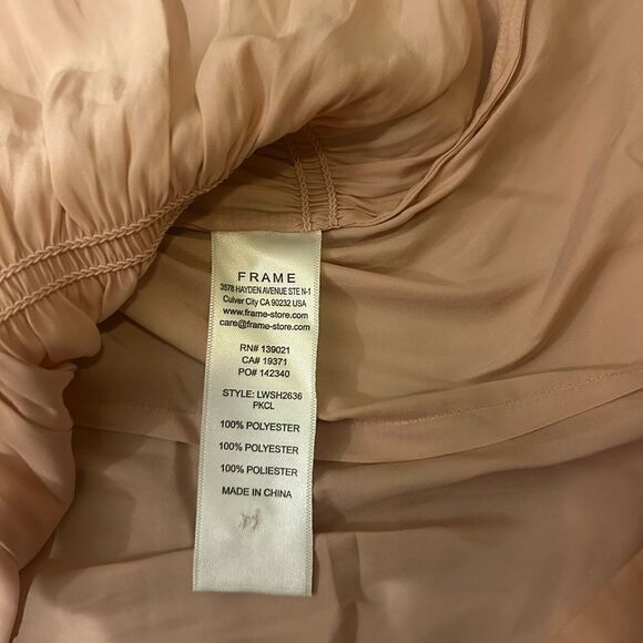 Frame Denim Peach Silk Short Sleeve Top Peach Small NWT - Picture 6 of 7